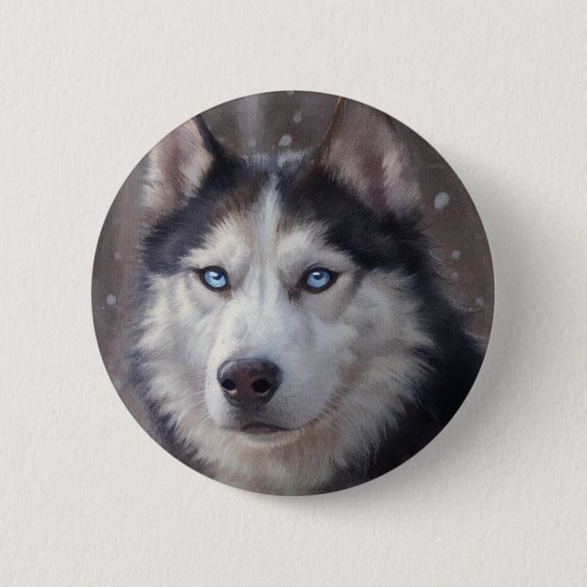 Badge Rond 5 Cm Sibérien Husky (Devant)