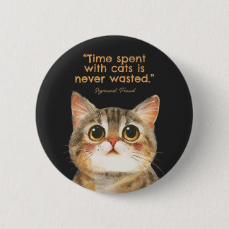 Badge Rond 5 Cm Sigmund Freud Cat Quote Button