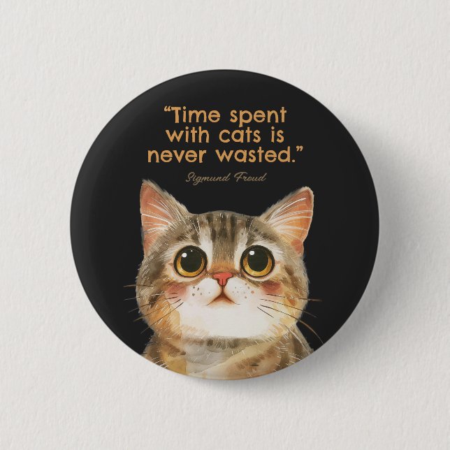 Badge Rond 5 Cm Sigmund Freud Cat Quote Button (Devant)