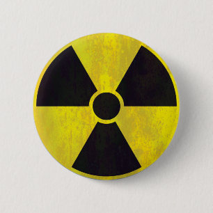 Badge Rond 5 Cm Signal d'avertissement radioactif Grunge Cool
