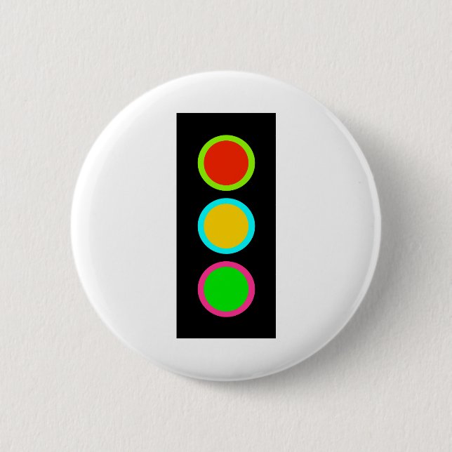 Badge Rond 5 Cm Signal de trafic Stop-Attention-Go Mod Stop Light  (Devant)