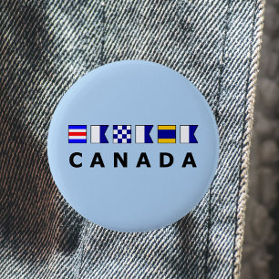 Badge Rond 5 Cm Signal Nautique Canada drapeaux de voile Couleur c