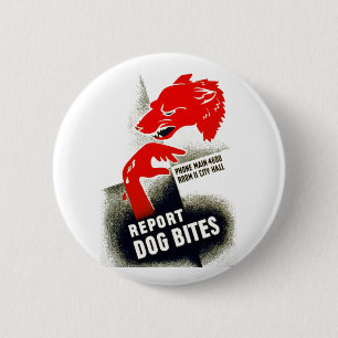 Badge Rond 5 Cm Signaler les piqûres de chien