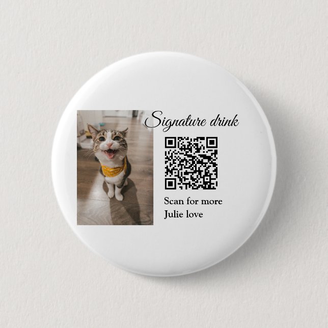 Badge Rond 5 Cm Signature boisson scanner QR code ajouter le nom d (Devant)