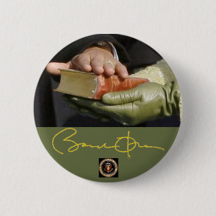 Badge Rond 5 Cm Signature d'Obama et bible de Lincoln