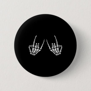 Badge Rond 5 Cm SIGNE À MAIN Rocker Rock Squelette Retro Halloween