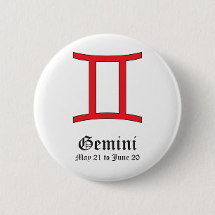 Badge Rond 5 Cm Signe astrologique GÉMEAUX, SYMBOLE ZODIAQUE