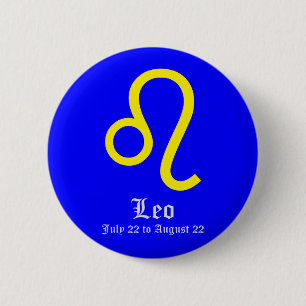 BADGE ROND 5 CM SIGNE ASTROLOGIQUE LEO, ZODIAC SYMBOLE