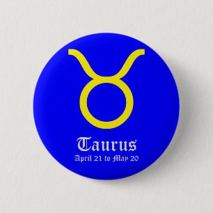BADGE ROND 5 CM SIGNE ASTROLOGIQUE TAURUS, SYMBOLE ZODIAC
