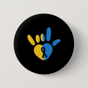 Badge Rond 5 Cm Signe d'amour ASL Conscience du syndrome de bas ni