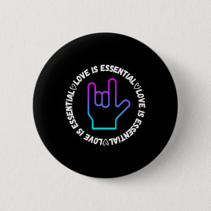 Badge Rond 5 Cm Signe d'amour en langue des signes Sensibilisation