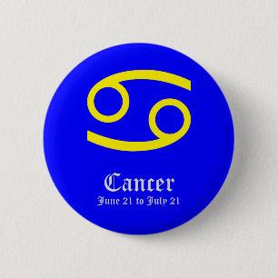 BADGE ROND 5 CM SIGNE D'ASTROLOGIE DU CANCER, SYMBOLE ZODIAC