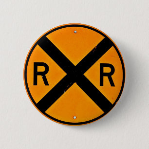 Badge Rond 5 Cm Signe de chemin de fer