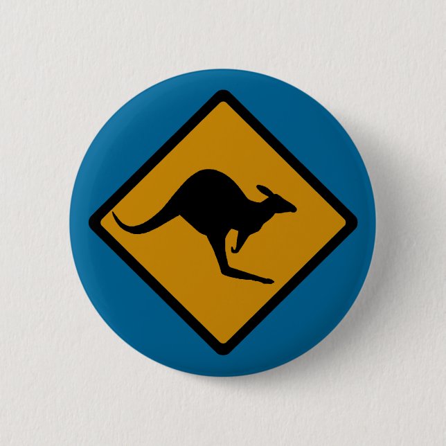 Badge Rond 5 Cm Signe de croisement de kangourou de l'Australie (Devant)