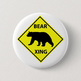 Badge Rond 5 Cm Signe de croisement d'ours avec l'ours