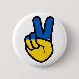 Badge Rond 5 Cm Signe de la paix en Ukraine avec les couleurs du d