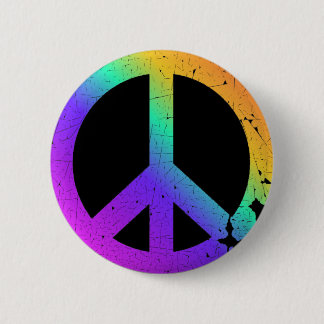 Badge Rond 5 Cm Signe de paix affligé par KRW d'arc-en-ciel