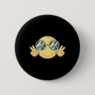 Badge Rond 5 Cm SIGNE DE PAIX AMOUR 60s les années 70 Super hippie
