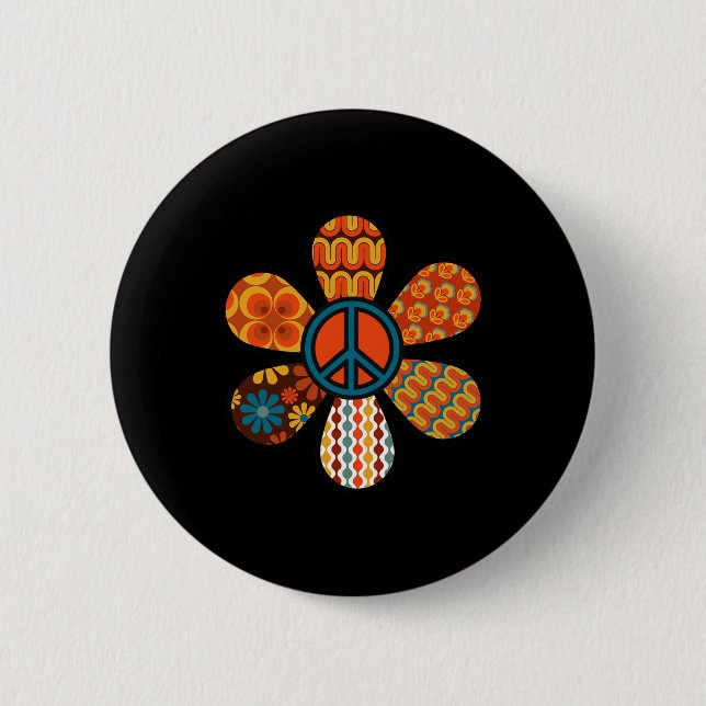 Badge Rond 5 Cm SIGNE DE PAIX AMOUR 60s les années 70 Super hippie (Devant)