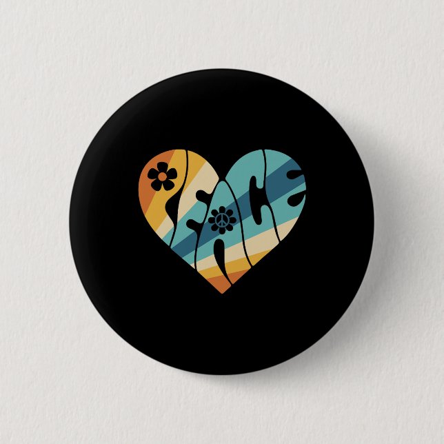 Badge Rond 5 Cm SIGNE DE PAIX AMOUR 60s les années 70 Super hippie (Devant)