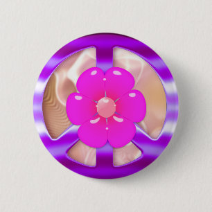 Badge Rond 5 Cm Signe de paix assez pourpre