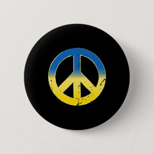 Badge Rond 5 Cm Signe de Paix Couleurs Ukraine Rétro Vintage - Poi