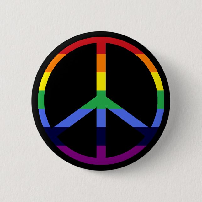 Badge Rond 5 Cm Signe de paix d'arc-en-ciel (Devant)