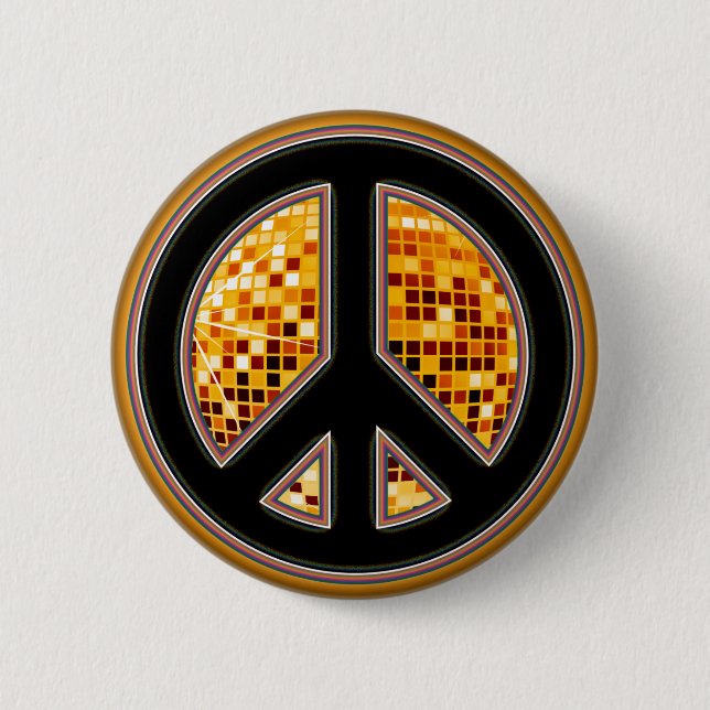 BADGE ROND 5 CM SIGNE DE PAIX DE BOULE DE MIROIR (Devant)