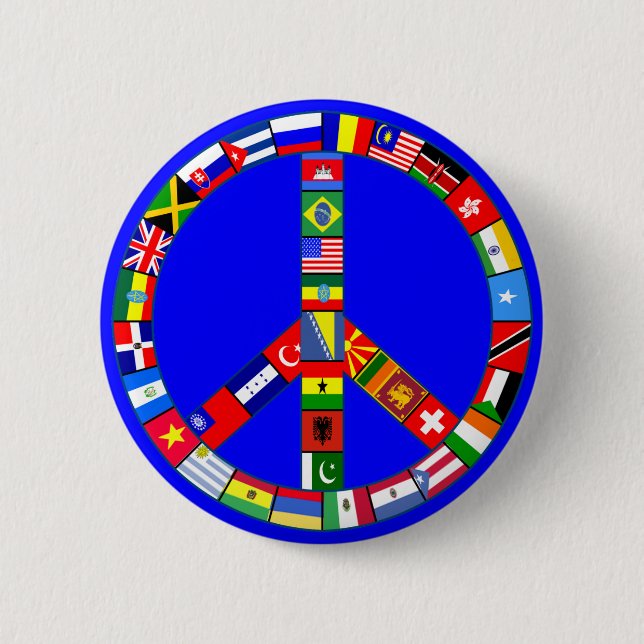 Badge Rond 5 Cm Signe de paix fait de produits de drapeaux (Devant)