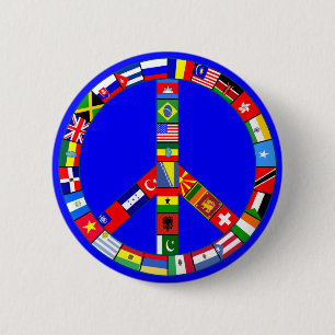 Badge Rond 5 Cm Signe de paix fait de produits de drapeaux