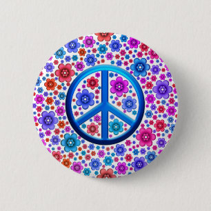 Badge Rond 5 Cm Signe de paix hippie
