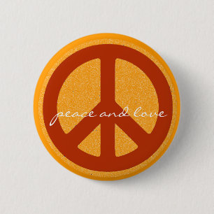 Badge Rond 5 Cm signe de paix, hippie rétro