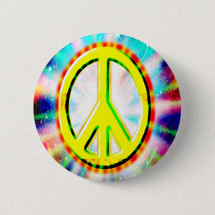 Badge Rond 5 Cm SIGNE DE PAIX Jaune coloré Jaune et amusant