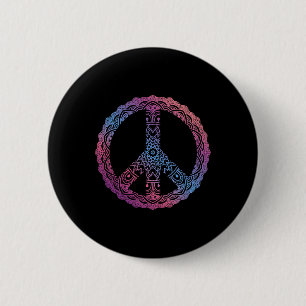 Badge Rond 5 Cm Signe de Paix Mandala Orné Yoga Bohème Violet Rétr