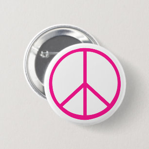 Badge Rond 5 Cm Signe de paix moderne blanc rose