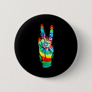 Badge Rond 5 Cm Signe de paix rétro Tie Dye vintage 60's 70's Hipe
