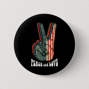 Badge Rond 5 Cm Signe de Paix Rétro Vintage 60's 70's Cadeau Hippi