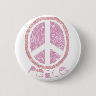 Badge Rond 5 Cm Signe de paix rose Girly