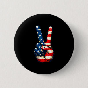Badge Rond 5 Cm Signe de paix vintage des années 60 4 juillet 70 h