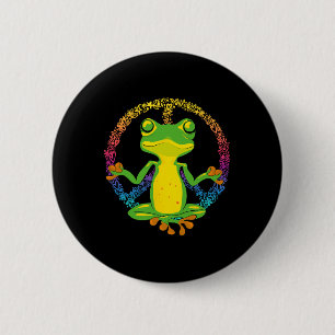 Badge Rond 5 Cm Signe de Paix Yoga Grenouilles Cool Grenouille de