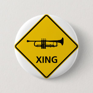 Badge Rond 5 Cm Signe de route de croisement de trompette
