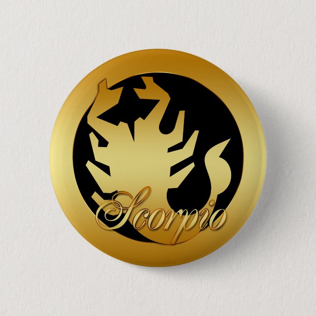 BADGE ROND 5 CM SIGNE DE ZODIAQUE DE SCORPION D'OR (Devant)
