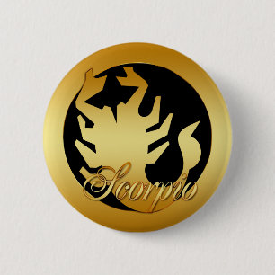 BADGE ROND 5 CM SIGNE DE ZODIAQUE DE SCORPION D'OR