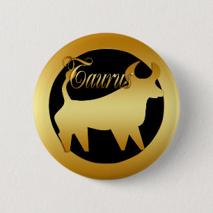BADGE ROND 5 CM SIGNE DE ZODIAQUE DE TAUREAU D'OR