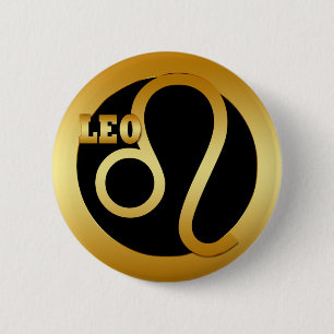 BADGE ROND 5 CM SIGNE DE ZODIAQUE D'OR DE LION