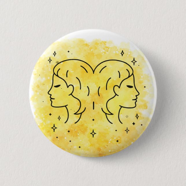 Badge Rond 5 Cm Signe des Gémeaux (Devant)