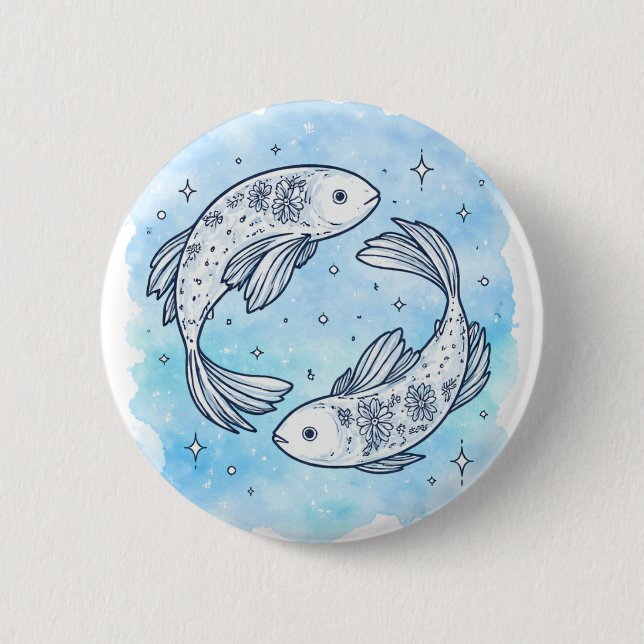 Badge Rond 5 Cm Signe des Poissons (Devant)
