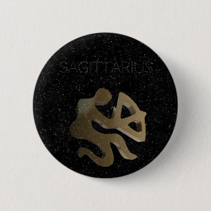 Badge Rond 5 Cm Signe d'or de Sagittaire