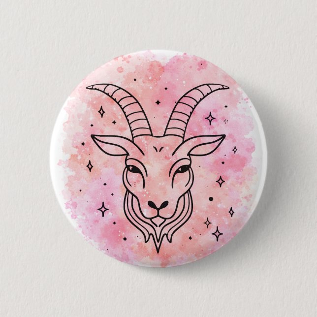 Badge Rond 5 Cm Signe du Capricorne (Devant)