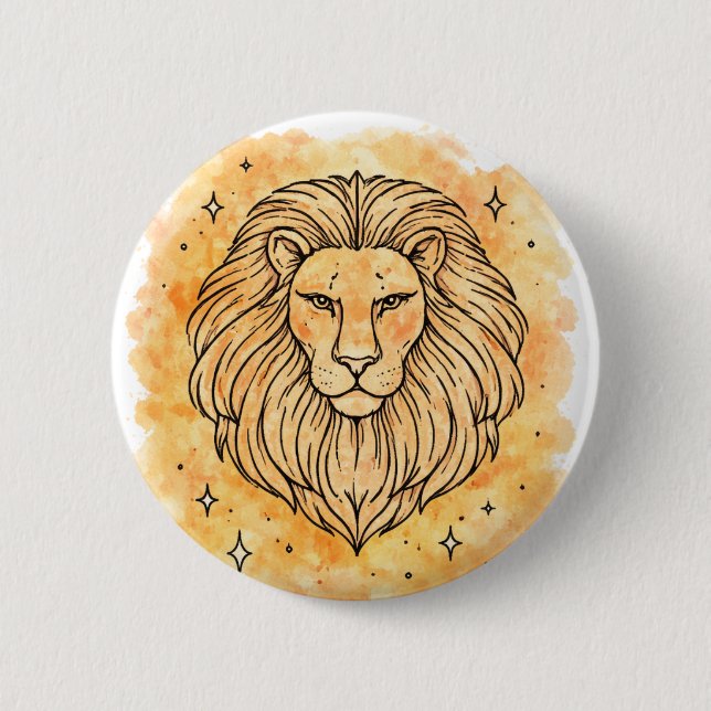 Badge Rond 5 Cm Signe du Lion (Devant)